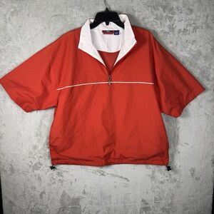 PGA Tour Red‎ Pullover Windbreaker Men's Large Short Sleeve Polyester 1/4 Zip